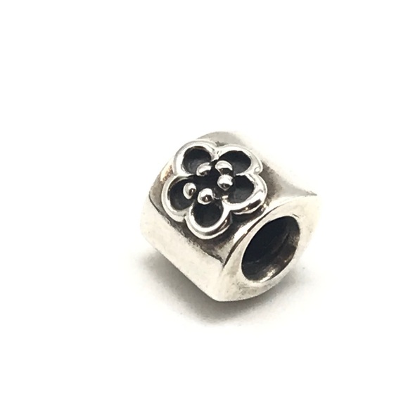 Pandora Retired Flower Block Bead Charm - Picture 2 of 3